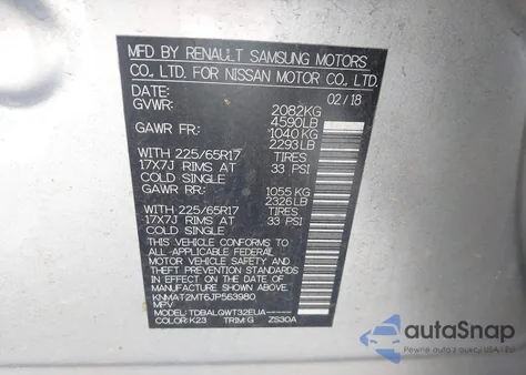 2018 Nissan Rogue Sv из США, поврежденный, VIN KNMAT2MT6JP563980